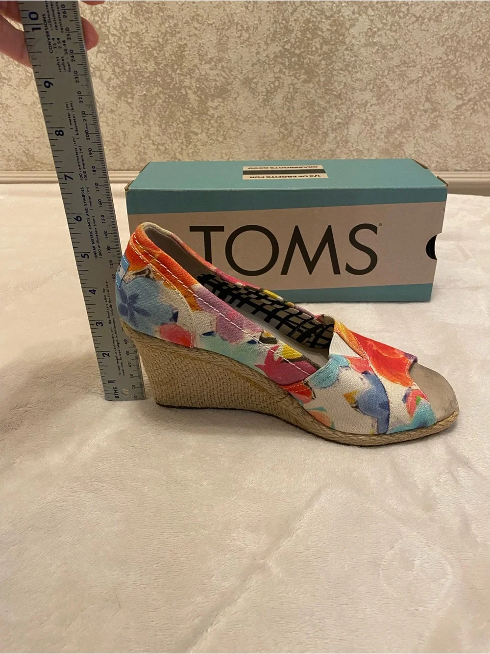 Toms Multicolor Floral Canvas Espadrille Wedges